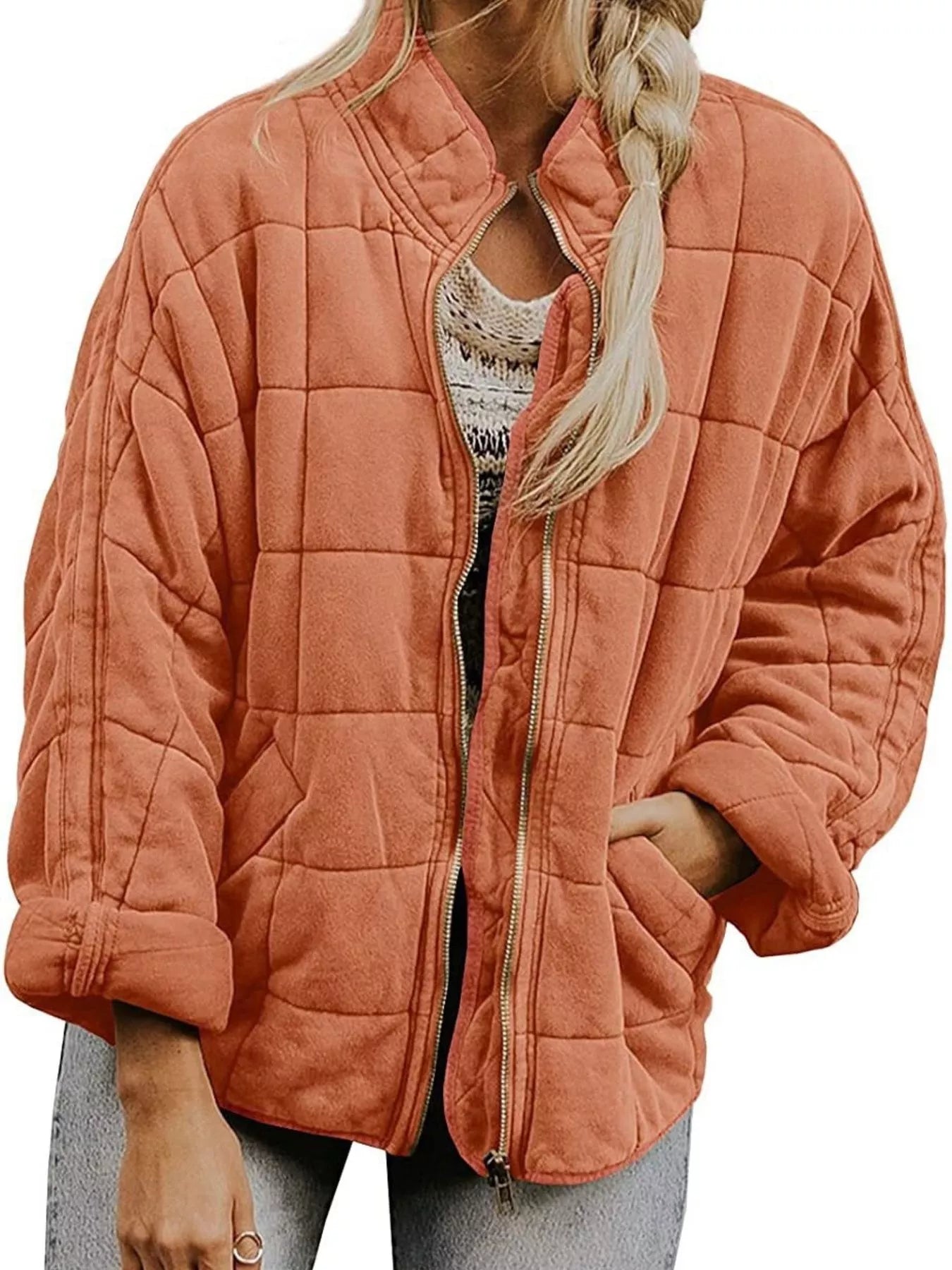 Quilted Zip Up Outerwear