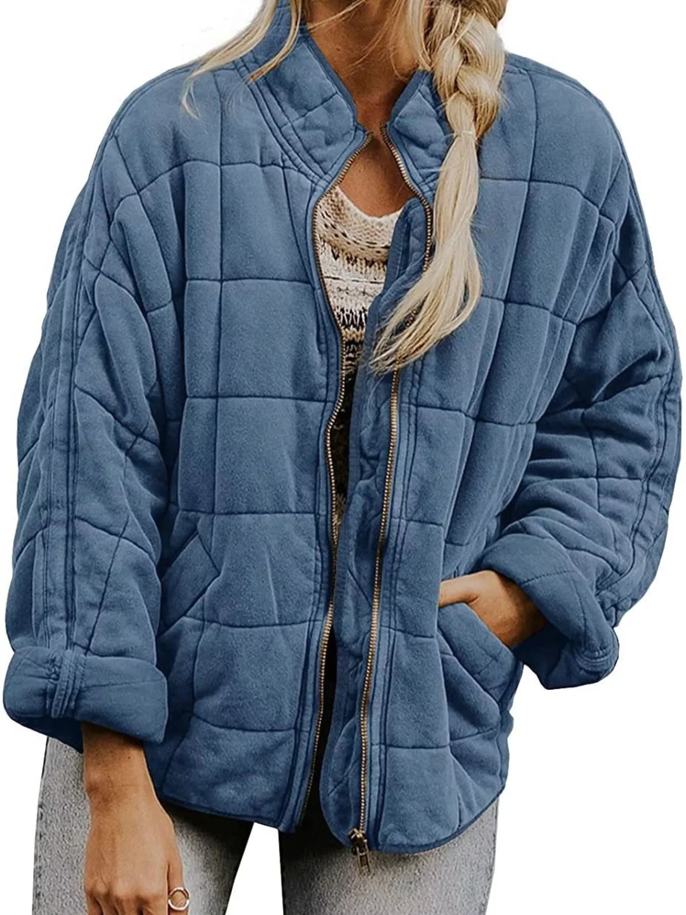 Quilted Zip Up Outerwear